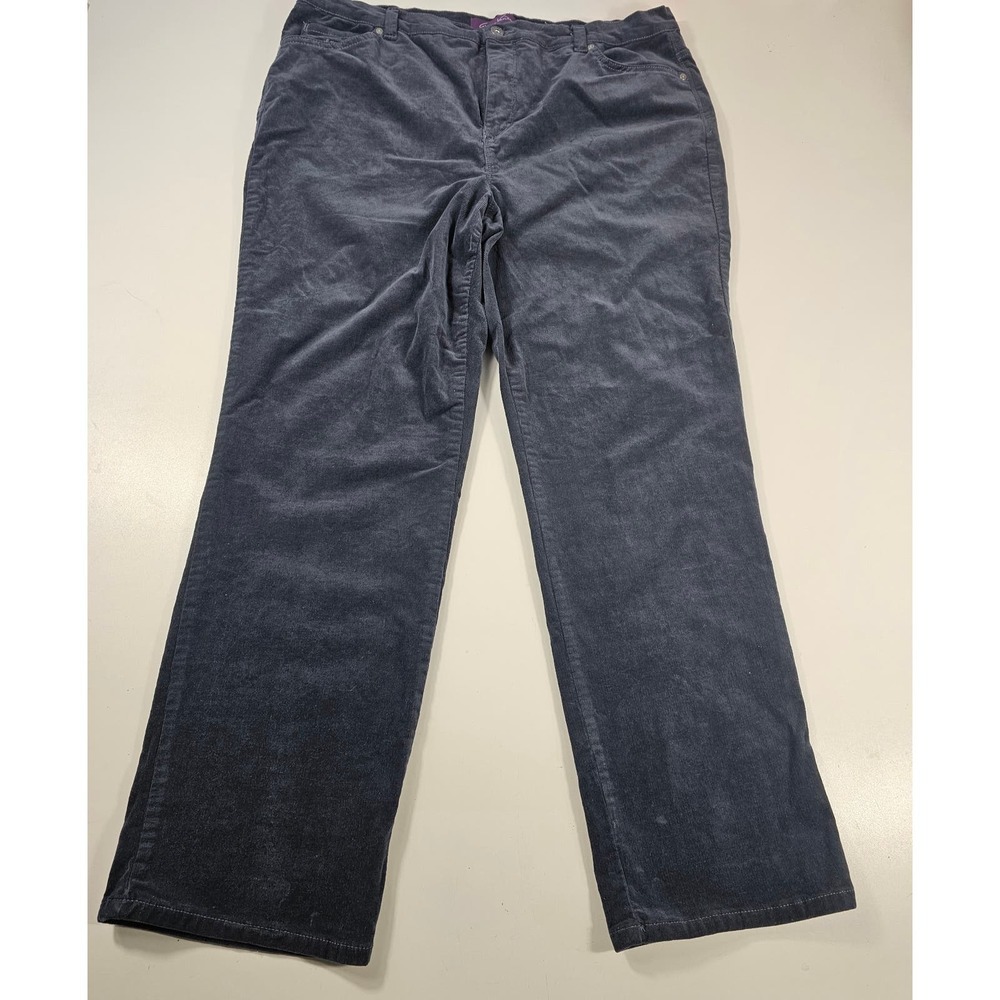 Gloria Vanderbilt size 18W black velour velvet pants career casual